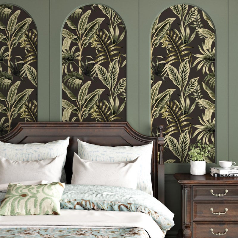 WESTICK Black Green Peel and Stick Wallpaper Floral Contact Paper for Walls Vintage Botanical Wallpaper for Bathroom Bedroom Living Room Accent Wall Removable Tropical Wallpapers Roll 175x100 - Image 2