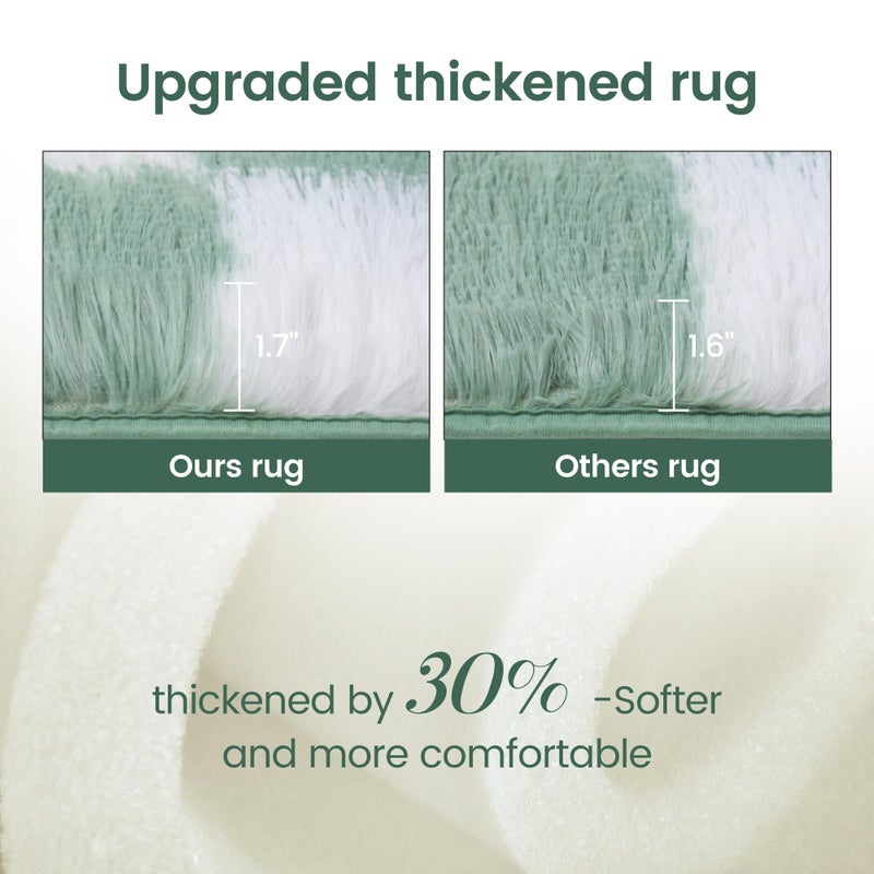 TOOHUB Super Soft Rug for Bedroom  5x7 ft Sage Green and White Area Rug Classic Checkered Shaggy Anti-Skid High Pile Soft Fluffy Rug Fuzzy Carpet for Living Room Bedroom Kids Room Nursery  Dorm - Image 4