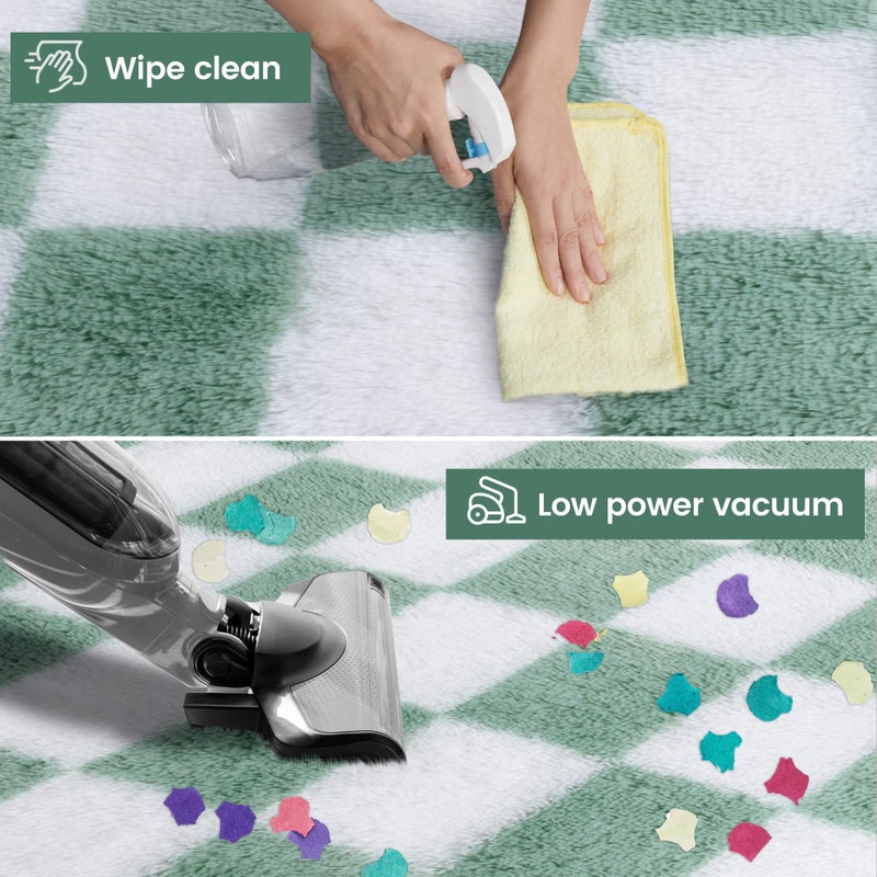 TOOHUB Super Soft Rug for Bedroom  5x7 ft Sage Green and White Area Rug Classic Checkered Shaggy Anti-Skid High Pile Soft Fluffy Rug Fuzzy Carpet for Living Room Bedroom Kids Room Nursery  Dorm - Image 3