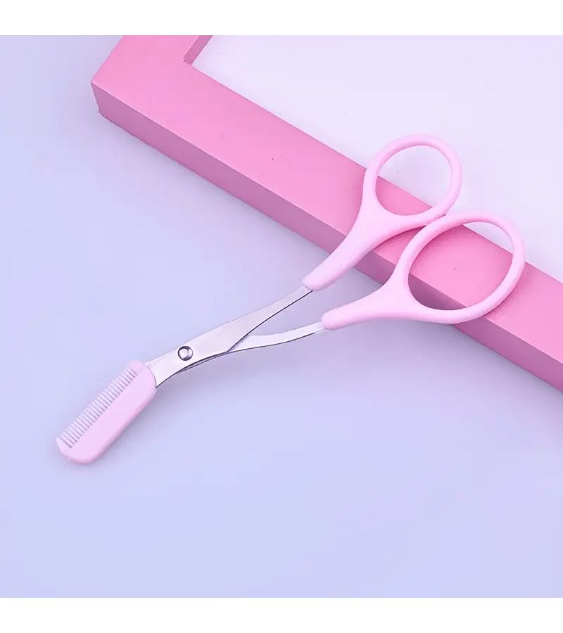 7 Pcs Pink Eyebrow Scissors With Comb Stainless Steel Makeup Clippers Mini Shaping Tools Safe Cosmetic Trimmers Precision Eyebrow Trimming Compact Eyebrow Scissors - Image 3