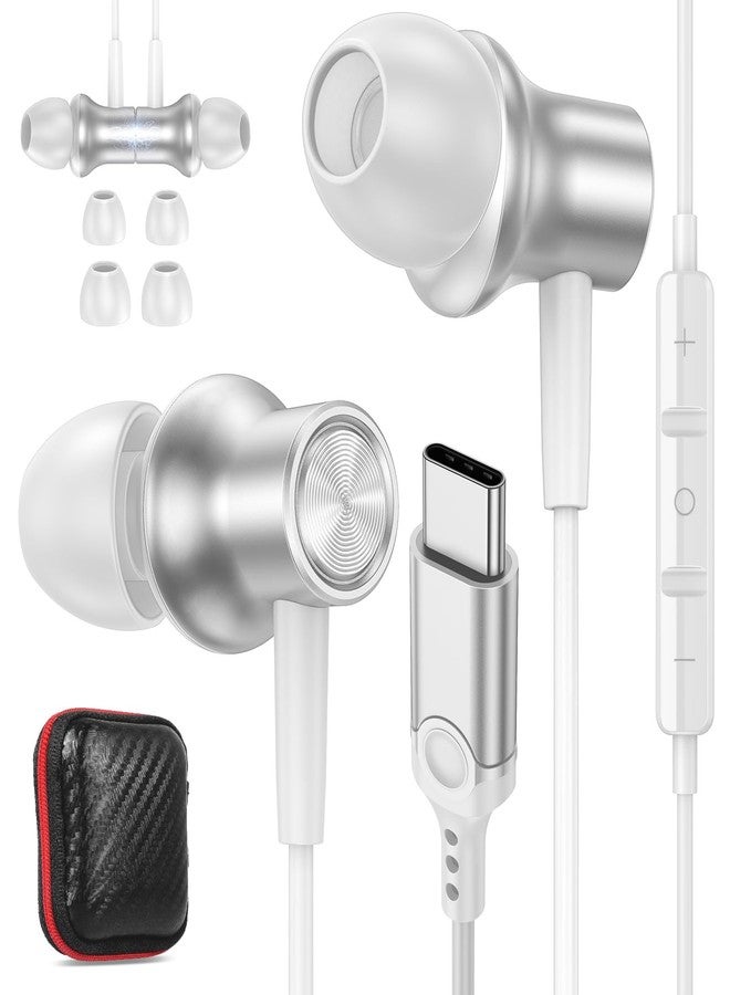 ASKUBSKU سماعات رأس USB-C لأجهزة iPad Pro و iPhone 15 Pro Max Plus، سماعات أذن سلكية من النوع C بخاصية إلغاء الضوضاء مع ميكروفون وتحكم في مستوى الصوت ستيريو لأجهزة Samsung S23 Ultra FE و S22 A53 و Galaxy Flip 5 و Pixel 8 و 7 Pro و 6 A - Image 1