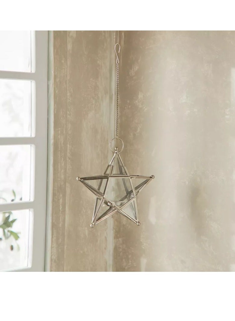 Home Box Isaba Metal and Glass Hanging Star Tealight Holder 20x6x20 cm  - Image 2