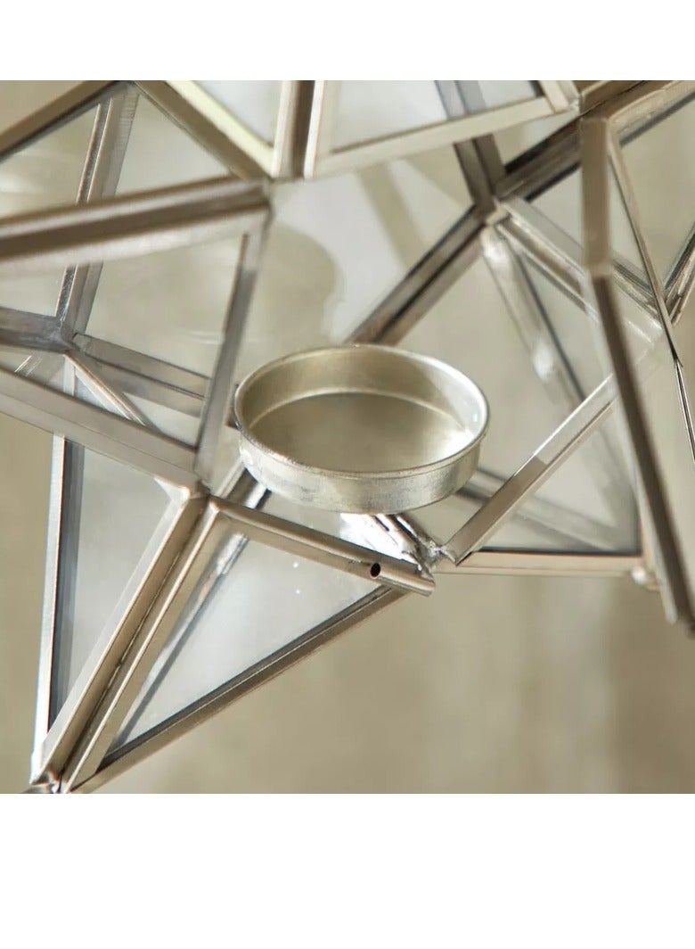 Home Box Isaba Metal and Glass Hanging Star Tealight Holder 20x6x20 cm  - Image 3