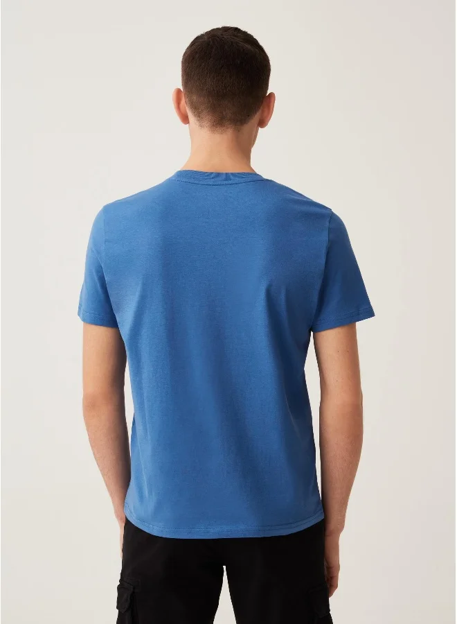 او في اس Ovs Cotton T-Shirt With Grand&Hills Print
