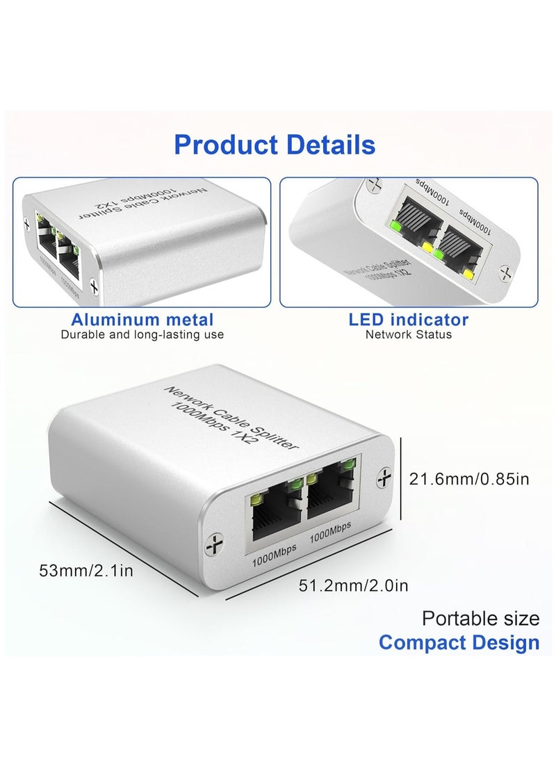 Generic - موصل كابل الإيثرنت 1 إلى 2 بسرعة عالية 1000 ميجابت في الثانية - موصل إيثرنت مع كابل طاقة USB، منافذ إيثرنت إضافية لجهاز التوجيه، كات 5/6 RJ-45 LAN Y-موصل [ربط جهازين في آن واحد] - Image 1