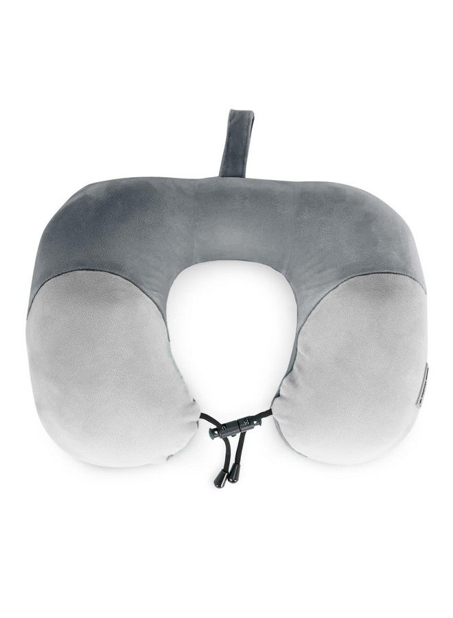 Nasher Miles 100% Pure Memory Foam Travel Neck Pillow, 360° Stable Neck Support with Snap-on Button (Dark Grey and Grey) - Image 1