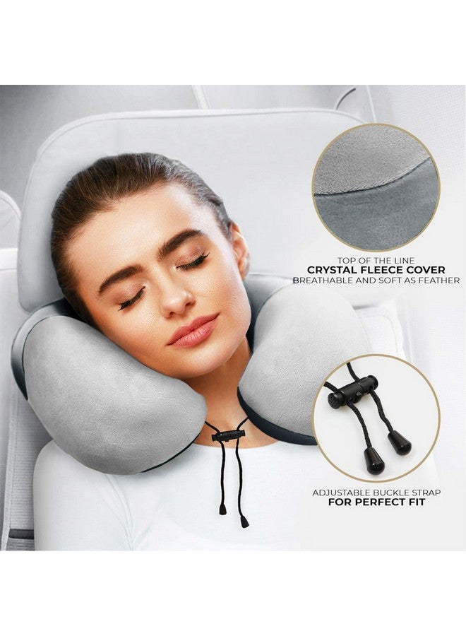 Nasher Miles 100% Pure Memory Foam Travel Neck Pillow, 360° Stable Neck Support with Snap-on Button (Dark Grey and Grey) - Image 4