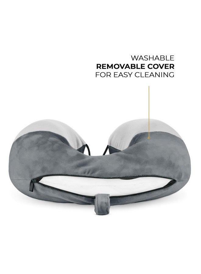 Nasher Miles 100% Pure Memory Foam Travel Neck Pillow, 360° Stable Neck Support with Snap-on Button (Dark Grey and Grey) - Image 5