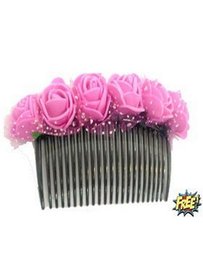 Unique Indian Crafts Wooden base juda pin with porcelain clay work in flower. This is super strong and durable pin which can be used in all occasions. You will find long lasting color and usage. The color shown and delivered may have a slight difference owing to natural properly of procelain clay and monitor settings. - Image 4