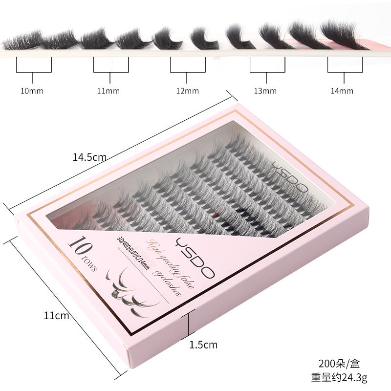 3D Dense Style 10P False Eyelashes Single Cluster 0.07C Hot Melt Blooming Self-Grafting Curling Grafting Eyelashes - Image 2