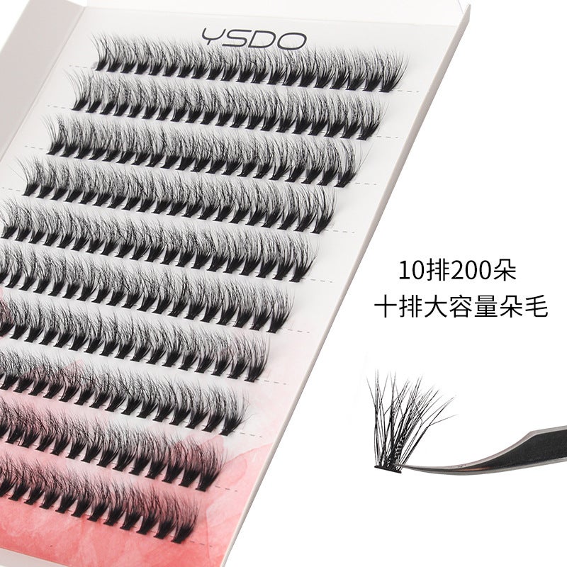 3D Dense Style 10P False Eyelashes Single Cluster 0.07C Hot Melt Blooming Self-Grafting Curling Grafting Eyelashes - Image 3