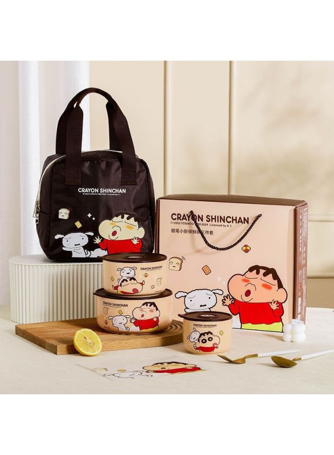 Crayon Xiaoxin Ceramic Sealed Bowl Microwave Heating With Lid Leak-proof High Temperature Cartoon Cute Birthday Gift-Specification:Large Size 850ml Coffee Color-Colour:1 Piece  - Image 5