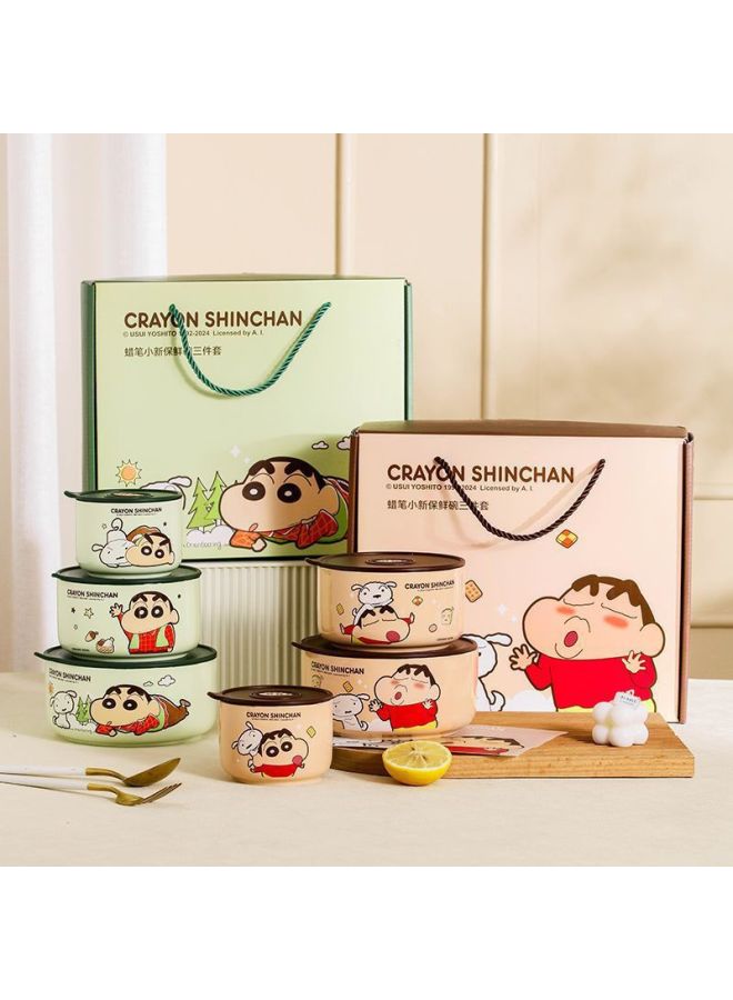 Crayon Xiaoxin Ceramic Sealed Bowl Microwave Heating With Lid Leak-proof High Temperature Cartoon Cute Birthday Gift-Specification:Large Size 850ml Coffee Color-Colour:1 Piece  - Image 2