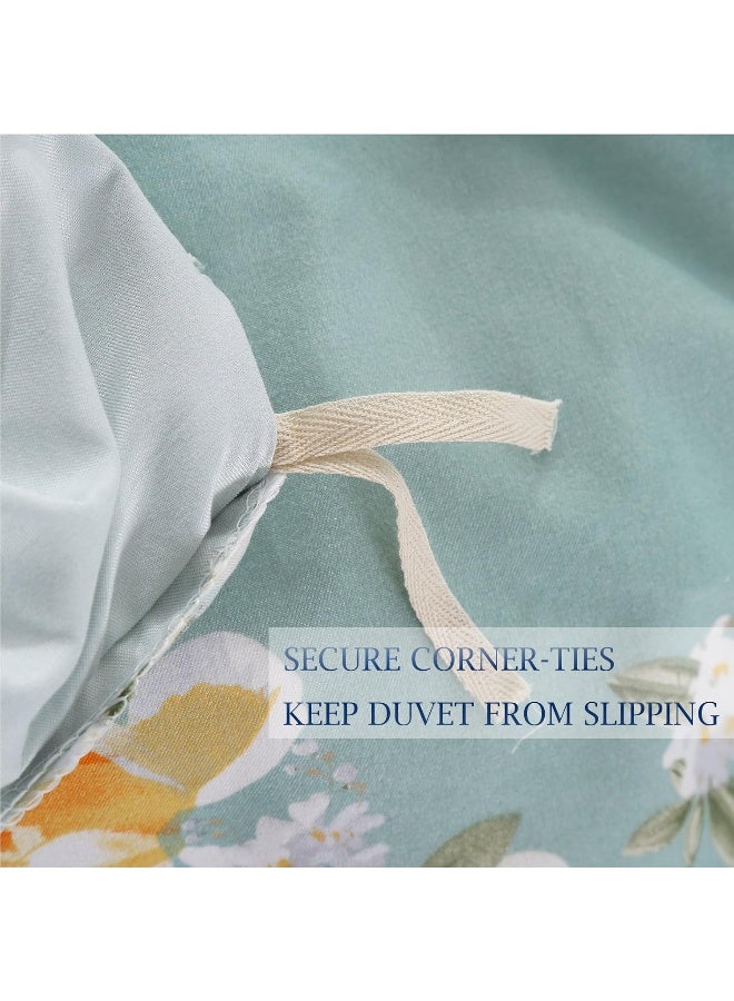 Nanko Bedding Duvet Cover Set Queen, 3 Pieces â€“ 800-Thread Floral Microfiber Down Comforter Quilt Cover Zipper & Tie for Women & Menâ€™s Bedroom, Luxury Guestroom Decor -Teal - Image 5