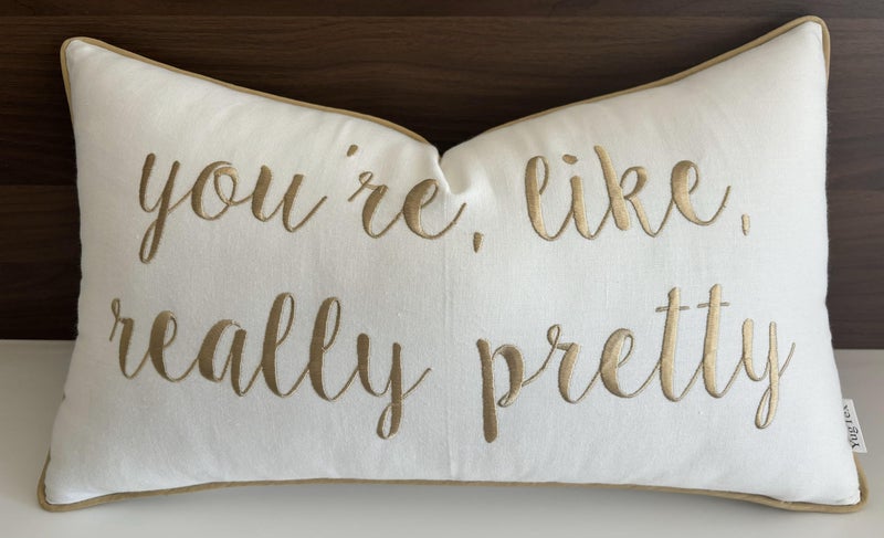 YugTex Romantic Couple Love Sentiment Embroidered Decorative Sayings Lumbar Accent Throw Pillowcase  Really Pretty Phrase Decor for Wedding Anniversary Valentine  12x20 Inches Ivory