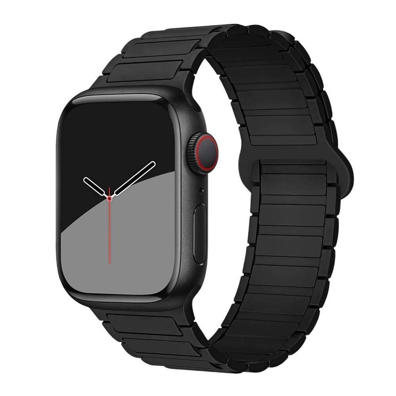 سوار ساعة ذكية سوار رياضي من السيليكون متوافق باللون أسود قابل للتعديل مع Apple Watch 42/44/45/49mm بملاءمة قابلة للتعديل وحزام بديل - Image 1