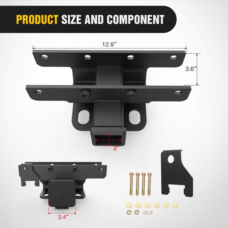 Nilight Nilight 2 Inch Rear Bumper Tow Trailer Hitch Receiver Kit Compatible For 2018 2019 2020 2021 2022 Jeep Wrangler Jl Jlu 4 Door And 2 Door Unlimited - Image 2