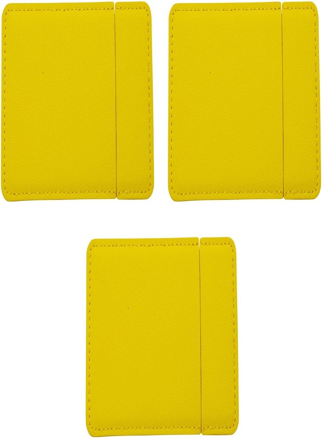 Stephanie Imports Set of 3 Ultra Slim Compact Shatterproof Stainless Steel Mirrors with Faux Leather Sleeve (Yellow) - Image 1