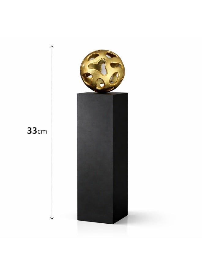 Handmade Gold Organic Sphere Decorative Accessory with Black Pedestal - Image 4