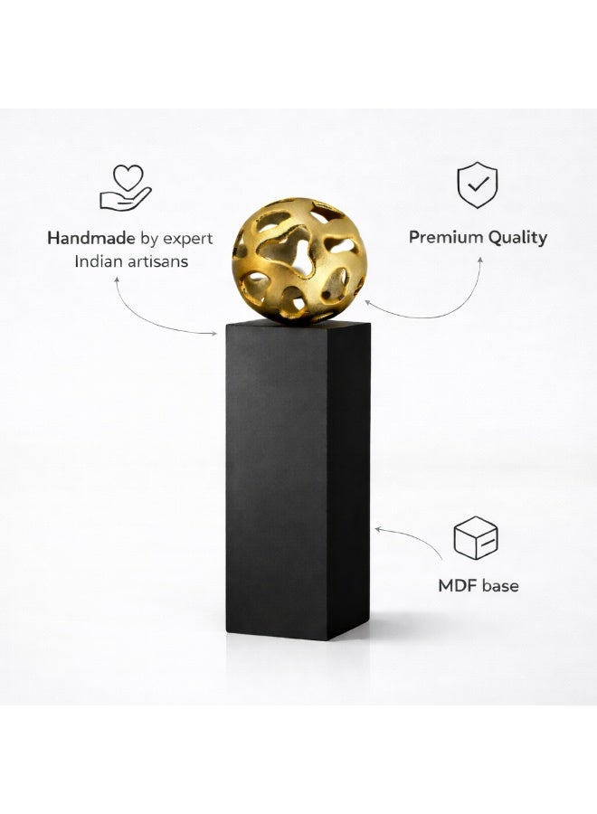 Handmade Gold Organic Sphere Decorative Accessory with Black Pedestal - Image 5