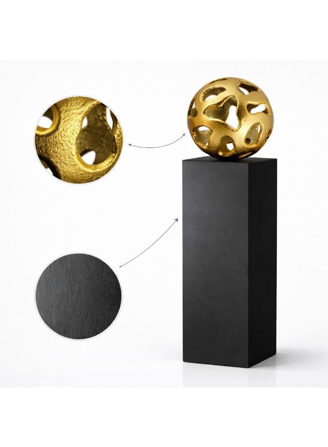 Handmade Gold Organic Sphere Decorative Accessory with Black Pedestal - Image 3