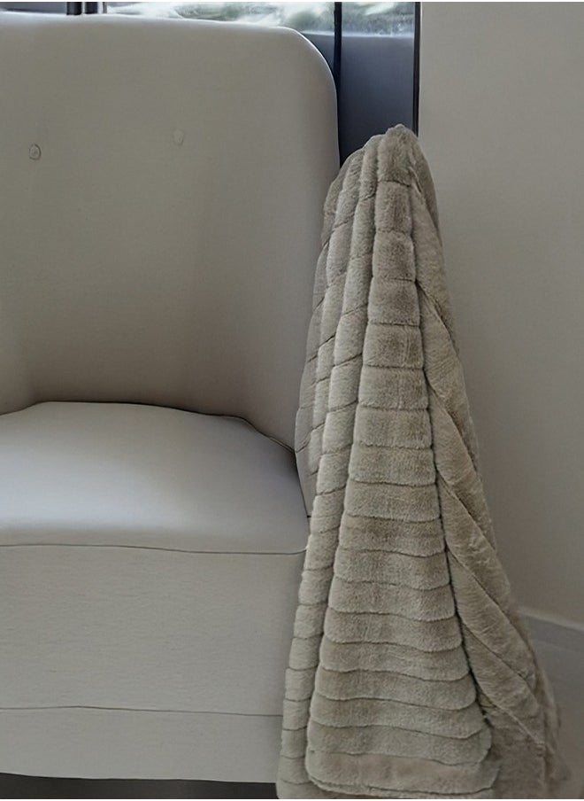 PACHA HOME 130x170 Double Layer Faux Fur Shawl, Perfect Match for Cold Days on the Sofa -- Color:Cafe.  - Image 1
