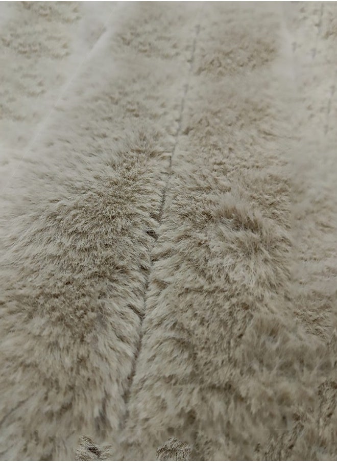 PACHA HOME 130x170 Double Layer Faux Fur Shawl, Perfect Match for Cold Days on the Sofa -- Color:Cafe.  - Image 3