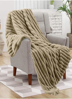 PACHA HOME 130x170 Double Layer Faux Fur Shawl, Perfect Match for Cold Days on the Sofa -- Color:Cafe.  - Image 1