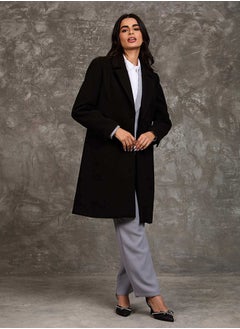 Women Regular Fit Coat - Black