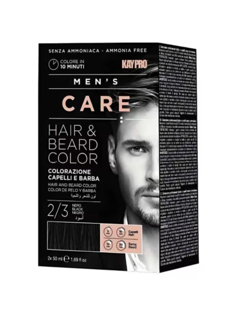 عناية الرجل - صبغة للشعر واللحية -  باللون الأسود  2/3 - خالية من الأمونيا -  2*50ML