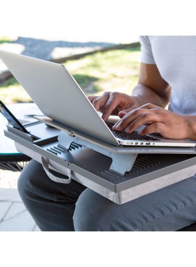 LapGear طاولة لاب توب لاب جير إيرغو برو مع 20 زاوية قابلة للتعديل، وسادة ماوس، وحامل هاتف - رمادي - تناسب حتى 15.6 بوصة من أجهزة اللاب توب ومعظم الأجهزة اللوحية - رقم الطراز 49405 - Image 5