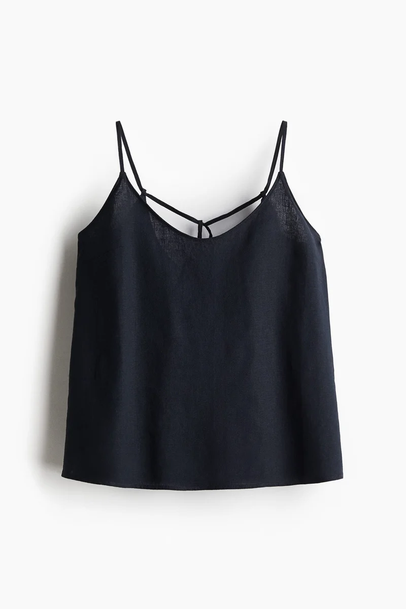 اتش اند ام بلوزة بتصميم شرائط من مزيج الكتان