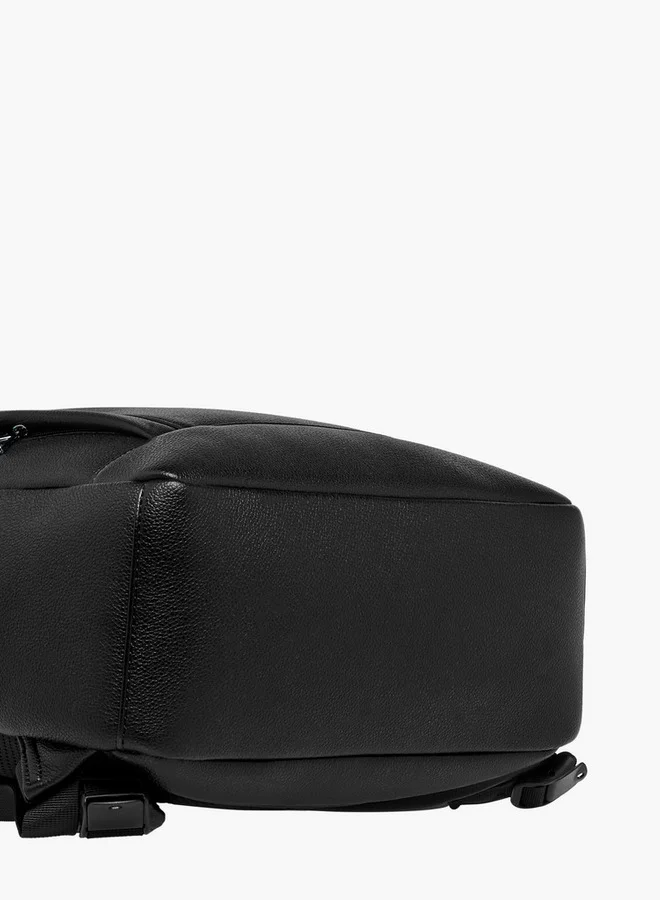 DUCHINI Solid Backpack with Adjustable Straps and Zip Closure - 31x17x43 cm
