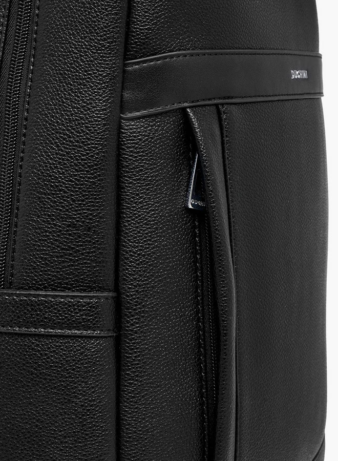 DUCHINI Solid Backpack with Adjustable Straps and Zip Closure - 31x17x43 cm
