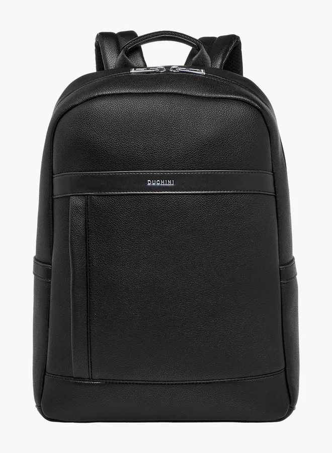 دوتشيني Solid Backpack with Adjustable Straps and Zip Closure - 31x17x43 cm