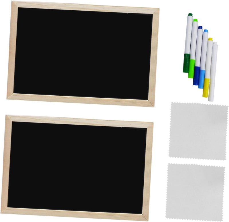 ABOOFAN Wooden Blackboard with Frame for Wall or Desktop Use, Reusable Multipurpose Chalkboard with Marker and Cleaning Cloth, for Home, Kitchen, Classroom, or Office Message Random Color - Image 1