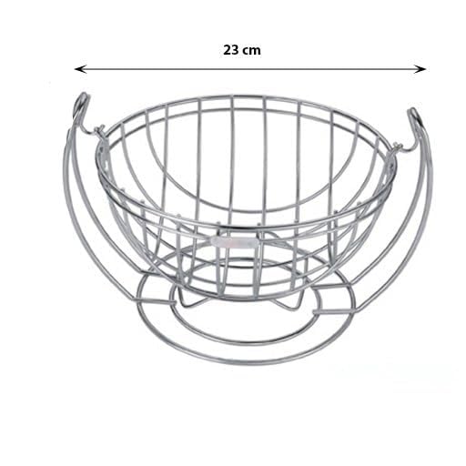 Cheet enterprise Hanging Fruit Basket - Round, Stainless Steel - 7x9x10 Inch Vegetable and Fruit Storage Basket, Modern Design, Durable, Stylish Kitchen Organizer, Fruit Holder for Kitchen Counter - Image 4