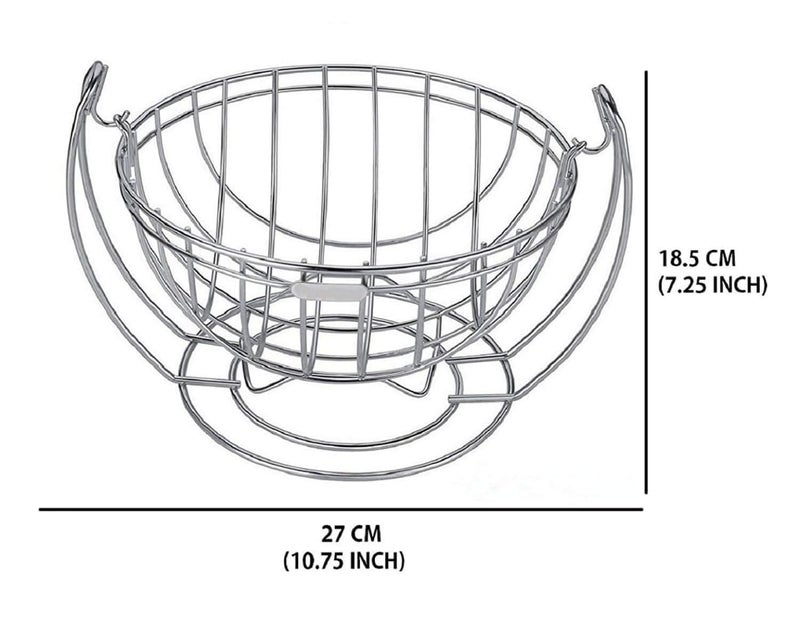 Cheet enterprise Hanging Fruit Basket - Round, Stainless Steel - 7x9x10 Inch Vegetable and Fruit Storage Basket, Modern Design, Durable, Stylish Kitchen Organizer, Fruit Holder for Kitchen Counter - Image 3