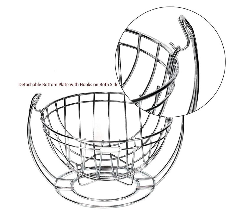 Cheet enterprise Hanging Fruit Basket - Round, Stainless Steel - 7x9x10 Inch Vegetable and Fruit Storage Basket, Modern Design, Durable, Stylish Kitchen Organizer, Fruit Holder for Kitchen Counter - Image 5