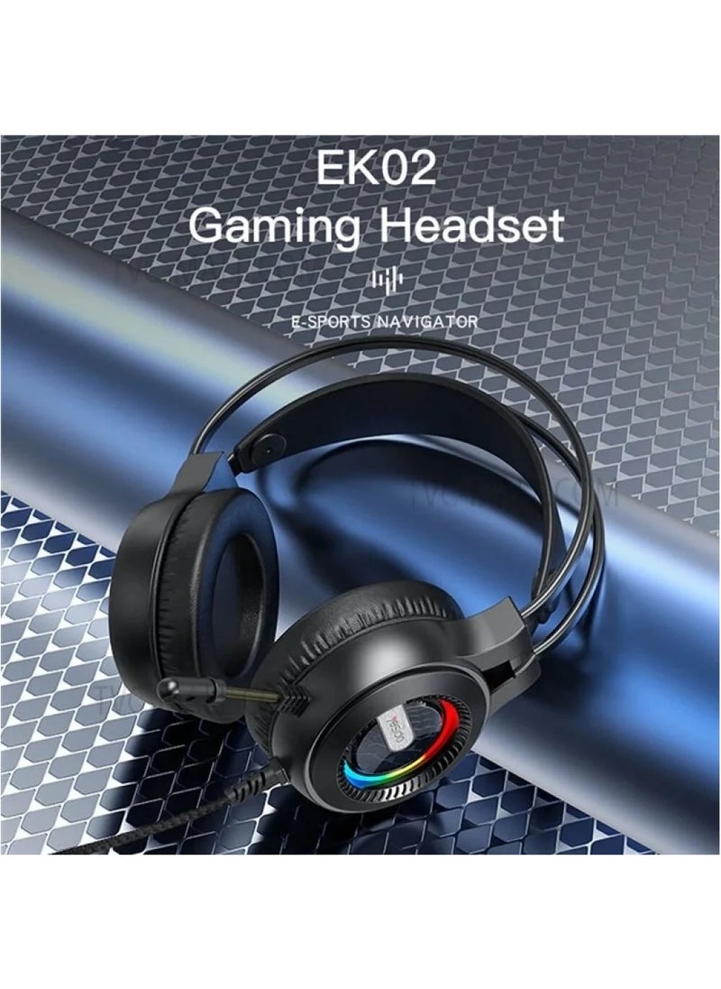 Yesido Yesido EK02 Gaming Headset Headphone Over-ear Earphone with Microphone Best for Online Gamers with RGB Lights - Black  - Image 2