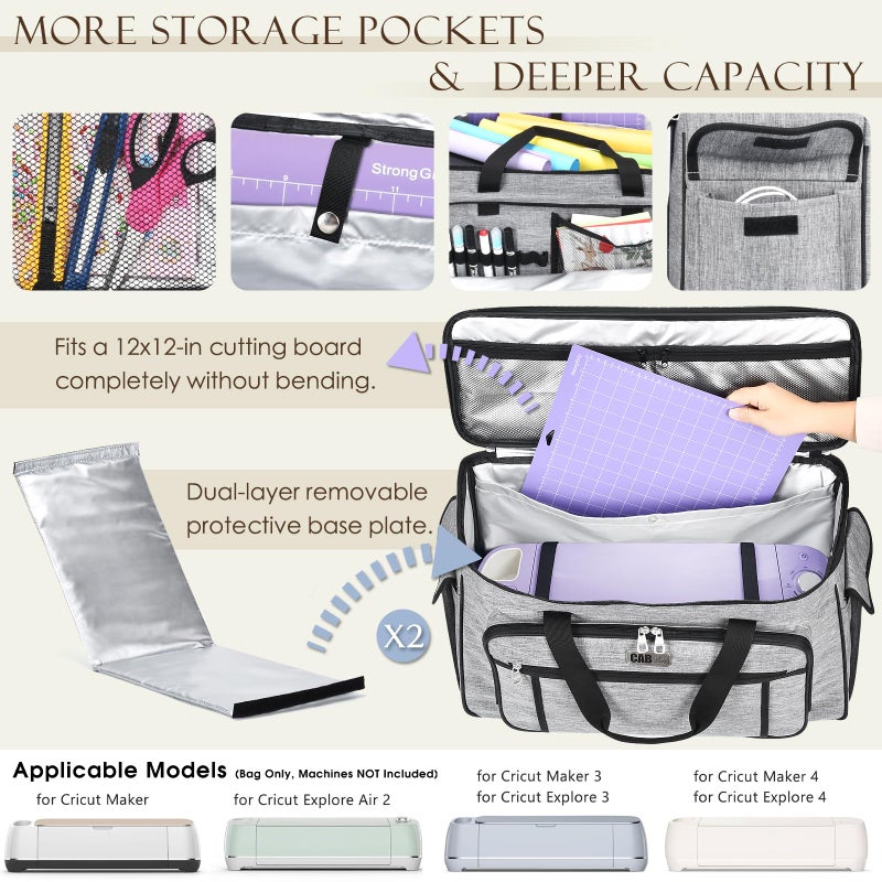 CAB55 Rolling Carrying Case for Cricut Maker 3/Maker 4/Maker/Explore 4/Explore 3/Explore Air 2, Double-Layer Storage Bag with 4 Wheels & Mat Pocket for Cricut Cutting Machine, Accessories & Tools - Image 2