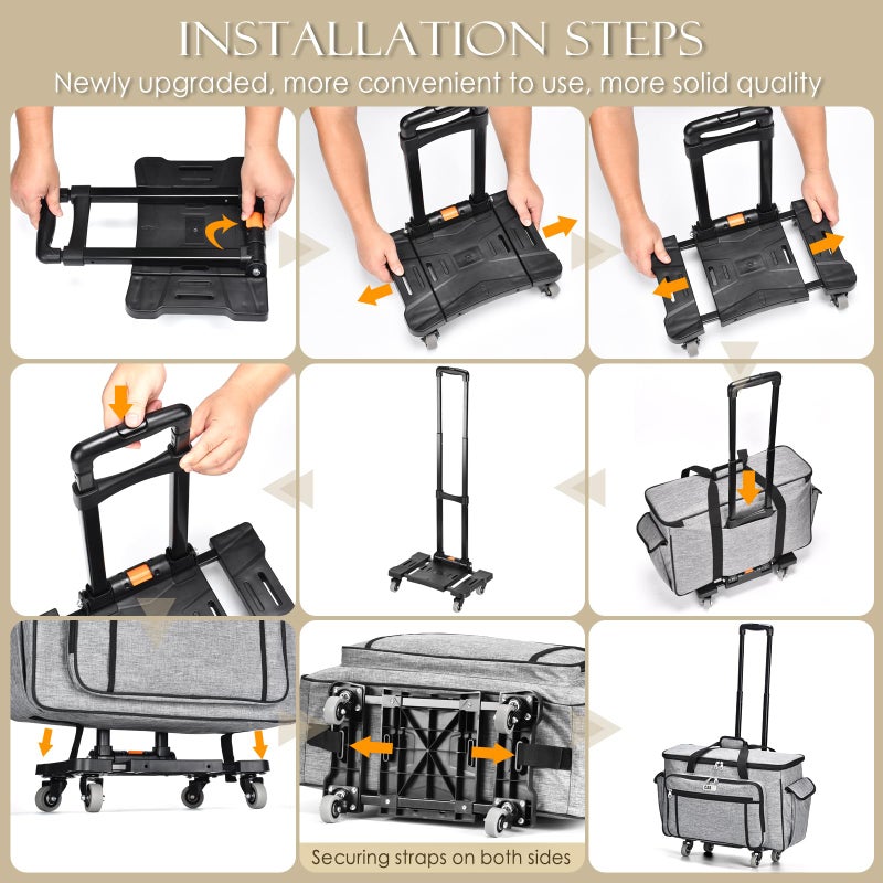 CAB55 Rolling Carrying Case for Cricut Maker 3/Maker 4/Maker/Explore 4/Explore 3/Explore Air 2, Double-Layer Storage Bag with 4 Wheels & Mat Pocket for Cricut Cutting Machine, Accessories & Tools - Image 4