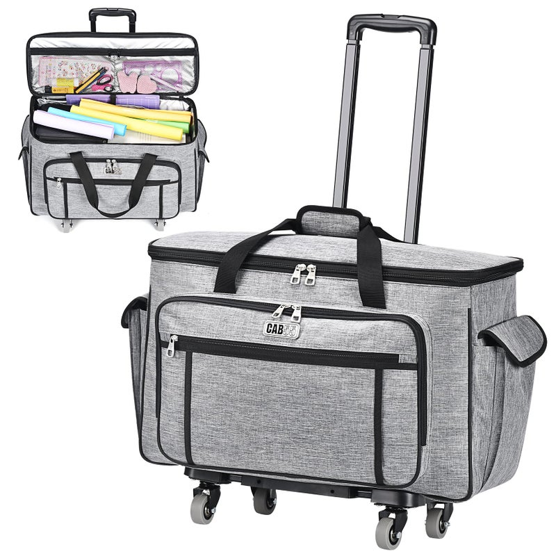 CAB55 Rolling Carrying Case for Cricut Maker 3/Maker 4/Maker/Explore 4/Explore 3/Explore Air 2, Double-Layer Storage Bag with 4 Wheels & Mat Pocket for Cricut Cutting Machine, Accessories & Tools - Image 1