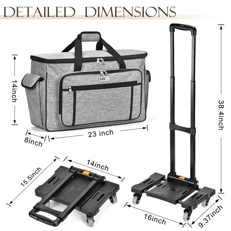 CAB55 Rolling Carrying Case for Cricut Maker 3/Maker 4/Maker/Explore 4/Explore 3/Explore Air 2, Double-Layer Storage Bag with 4 Wheels & Mat Pocket for Cricut Cutting Machine, Accessories & Tools - Image 5