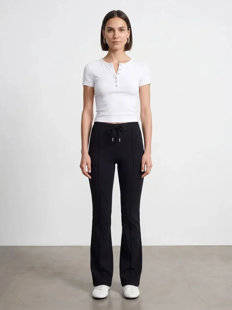 Dilvin DILVIN Slim Fit Crop Jersey Blouse