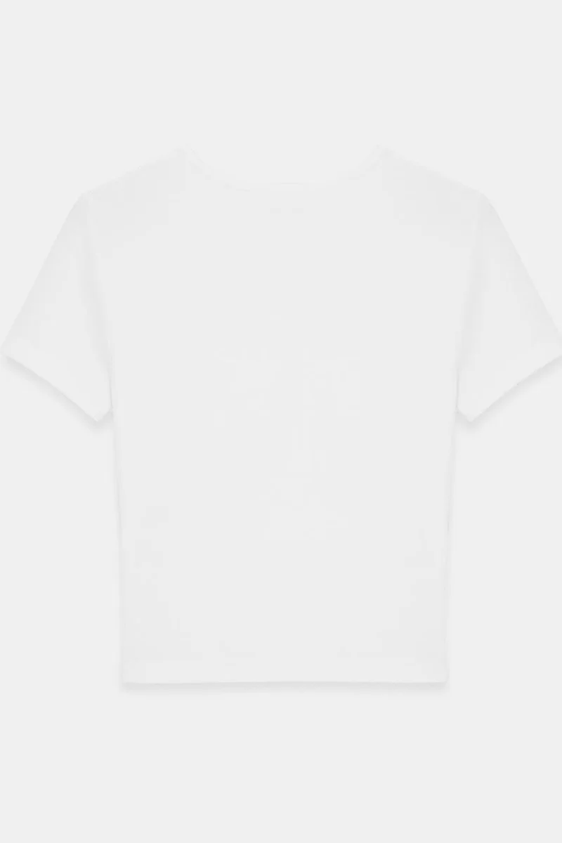 Dilvin White DILVIN Slim Fit Crop Jersey Blouse for Women | Best Price UAE