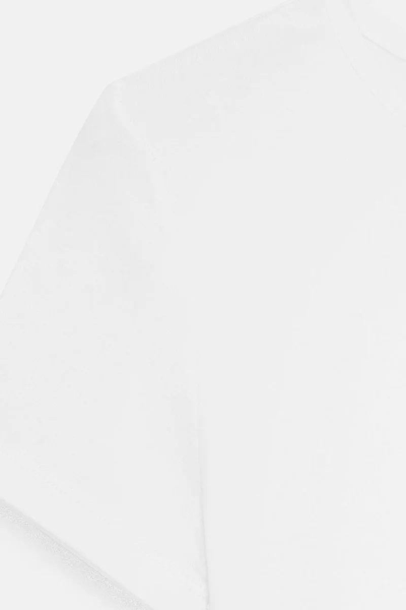 Dilvin White DILVIN Slim Fit Crop Jersey Blouse for Women | Best Price UAE
