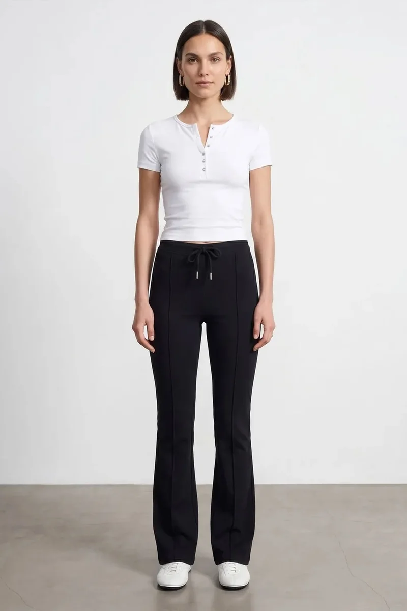 DILVIN Slim Fit Crop Jersey Blouse