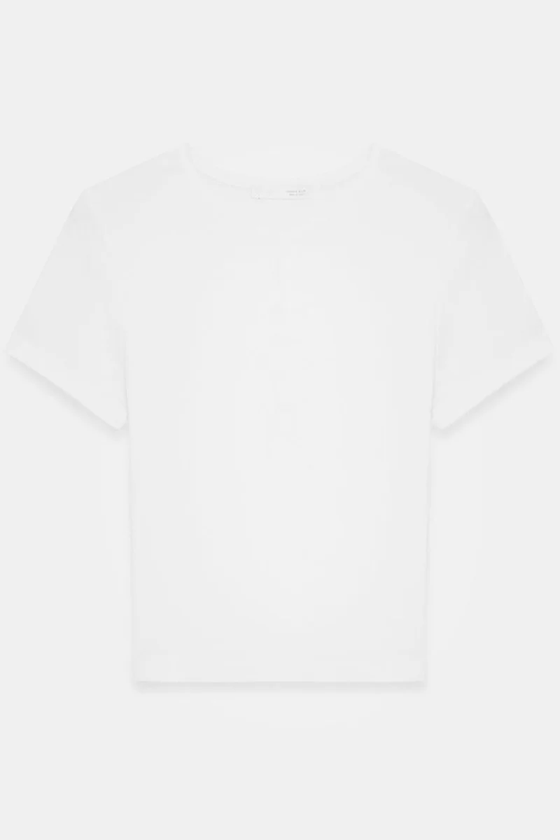 Dilvin White DILVIN Slim Fit Crop Jersey Blouse for Women | Best Price UAE
