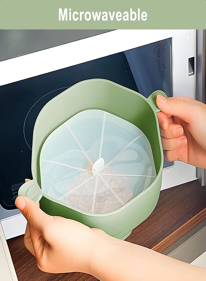 صانعة الفشار بالمايكروويف من السيليكون، وعاء صانعة الفشار القابل للطي مع غطاء ومقبض لأمسيات الأفلام المنزلية والوجبات الخفيفة - Image 4
